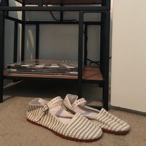 Black and Cream Canvas Mary Janes